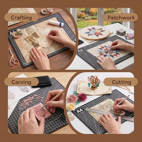 Professional A4 Self-Healing Cutting Mat, Non-Slip Craft Cutting Board with Grid, Durable PVC Material for Handmade Scrapbooking, Sewing, Model Making and Office Desktop Protection