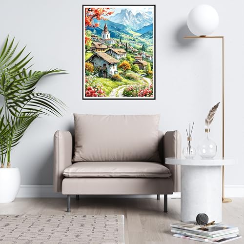 Ycydilirab Landscape Diamond Painting for Adults-5D Diamond Painting,European Town DIY Gem Painting Perfect for Relaxation and Home Wall Decor 12x16inch - color: landscape b, size: 12 x 16 in (1 Pack)