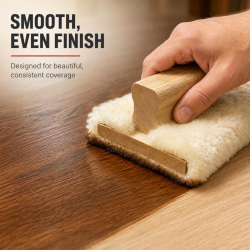 5'' Genuine Lambskin Hand Stainer Block & Pad – Premium Staining Applicator for Wood, Polyurethane, & Faux Finishes – Professional-Grade, Smooth & Even Coverage (1)