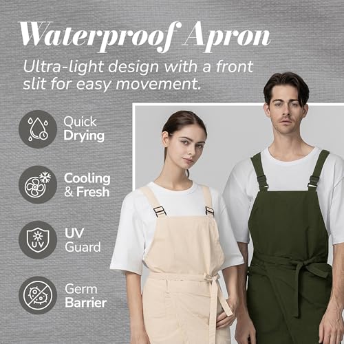 Unisex Waterproof Apron Restaurant Cooking Cafè Flower Shop Baking Kitchen Length Adjustable - color: Indie Pink