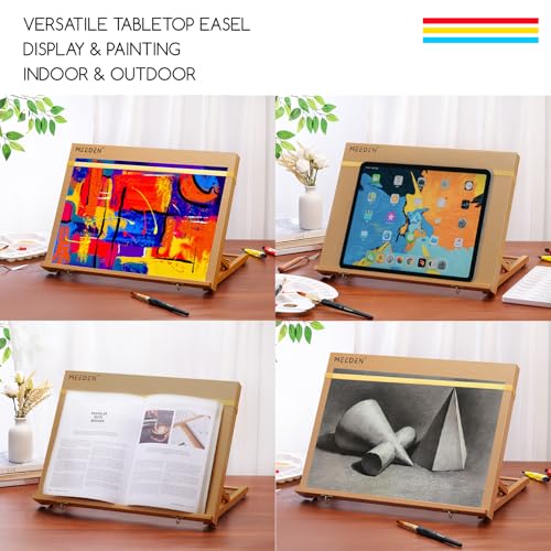 MEEDEN A3 Wooden Tabletop Easel for Painting, 5-Position Adjustable Drawing & Sketching Board with Shoulder Strap, Portable Beechwood Desktop Art Easel Stand for Adults, Artists, Beginners & Student - size: A3(18 1/2 L * 14 1/4W)