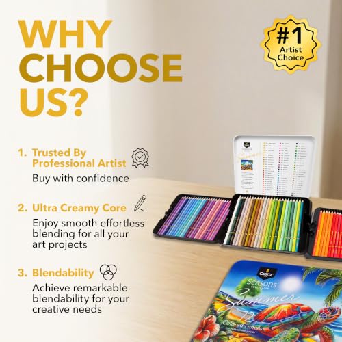 Castle Art Supplies 72 Summer Colored Pencils for Adults - Display Tin - color: Summer