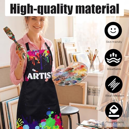 Painting Artist Apron with Pockets, Waterproof Painting Aprons for Adults, Adjustable Art Apron Bib Apron - color: Style 6