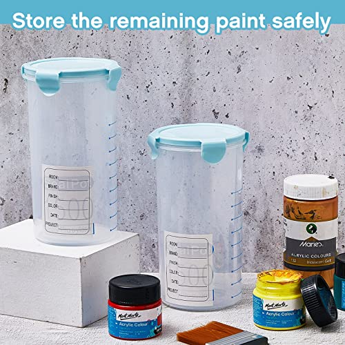 4 Pcs Plastic Paint Containers with Lids 50 oz Paint Storage Containers for Leftover Paint Cups with Lids Airtight Paint Holder Empty Paint Can, 1500ml