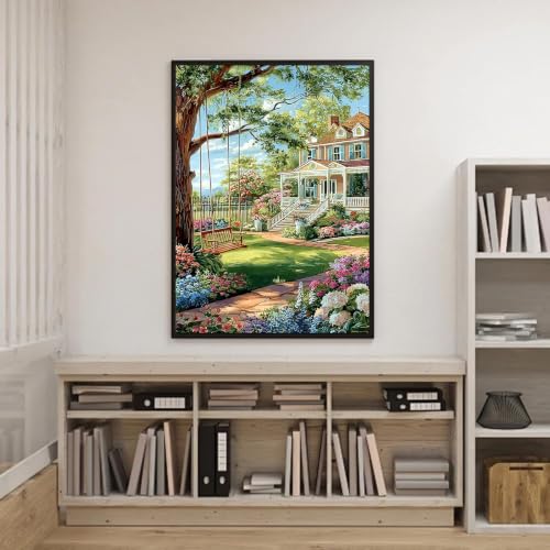 Cottage Country Diamond Art Kits for Adults, Landscape Diamond Art 12X16 In | Easy 5D Garden Diamond Art Kits, Round Dots Full Drill, DIY Diamond Painting Kit for Adult Beginners, Home Wall Decor Gifts - color: Country 04