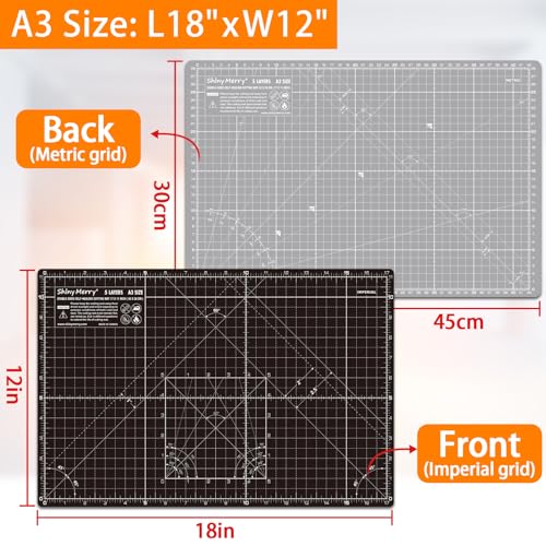 Self Healing Cutting Mat A3 12"x 18" Double Sided Black Mat - color: Black, size: A3 (12" x 18")