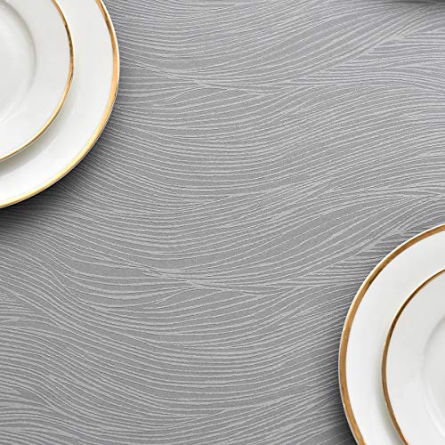 maxmill Square Tablecloth Swirl Design Water Resistance Antiwrinkle Heavy Weight Soft Table Cloth for Buffet Banquet Parties Event Holiday Dinner Square 52 x 52 Inch Light Grey - color: Light Grey, size: 52" x 52" (Square)