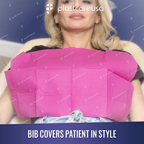 Disposable Dental Bibs 13"x18" 125 Count (Pack of 1) - 3 Ply Waterproof Tattoo Bib Sheet for Patients - Dentist or Medical Tray Cover and Nail Table Cover Supplies, Fuchsia Hot Pink - color: Fuchsia
