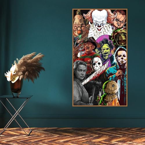 Kromaion Large Horror Diamond Art Kits for Adults, Halloween 5D Big Diamond Painting Kits for Adults Beginner, DIY Full Drill Gem Art Painting Diamond Dots for Home Wall Decor 15.7x25.5inch