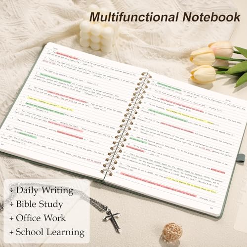 EMSHOI Lined Spiral Journal Notebook, 110 Numbered Pages, A4 (8.2" x 11.2") - color: Light Green, style: A4 Lined