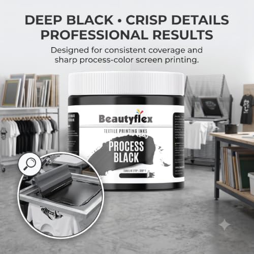 Process Black Screen Printing Ink, 8 oz Plastisol Fabric Ink - color: Process Black, size: 8 fl oz