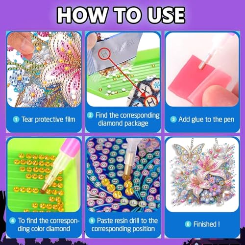 LPDJITO DIY Hanging Lily Flower Diamond Art Pendant Kit Flowers Butterflies, Special Crystal Diamonds Painting Ornament for Adults, 5D Diamond Art Suncatchers Double Sided Board Gem Painting Kit - color: Color-11