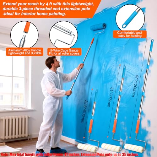 King Origin 20-Piece Paint Roller Kit, Extension Pole (4 ft) | 9" &4" Paint Roller, Paint Tray &Liners, Brush | Paint Kit for Painting Walls | House Painting Supplies - color: 4"&9" Rollers, 20-Pack