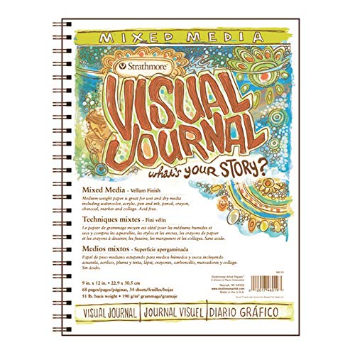 Strathmore 460-19 500 Series Visual Mixed Media Journal, Vellum, 9"x12", White, 34 Sheets - size: 9x12, style: Mixed Media
