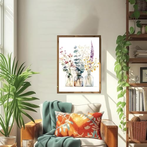 ICYANART Flowers Paint by Numbers for Adults Framed, Number Painting 8x12In | Adult Paint by Number Kits on Canvas with Wood Easel, DIY Acrylic Oil Painting by Number Beginners for Home Wall Decor Gift - color: Simple Flowers-7.8x11.8in
