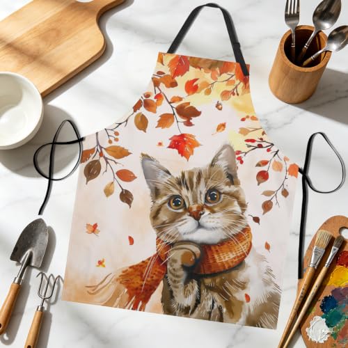 Imiss Waterproof Stain-Resistant Cooking Chef Aprons for Grill BBQ Baking 27 X 31 Inch - color: Fall Cat