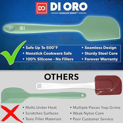DI ORO Silicone Spatula Set - 600F Heat Resistant, 5-Pc Sage - color: Sage