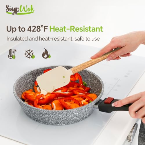 Silicone Spatula Set, Food Grade Rubber Spatula-4 Piece Nonstick Rubber Spatulas, Spoonula, Jar Scraper for Cooking, Baking, Mixing, Frosting - Heat Resistant Up to 600°F (4 Pcs Spatula Off-White) - color: Off-White