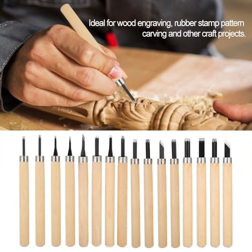 4-Piece Wood Carving Knife Set for Rubber Stamp Engraving #1 | Flat Round Corner Oblique Blades, 1.5 Mm To 2 Mm Edges, Rubber Stamp Pattern Carving, 5.3 In Length, 4 Pieces - size: #4