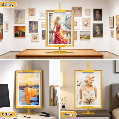 Tabletop Easel Stand Picture Easels for Display Up to 29.7" H Gold Picture Frame Stand Table Top Easel Metal Picture Easel for Photos, Painting, Artwork, Books (Base: 1.32 lbs) - size: 29.7 in