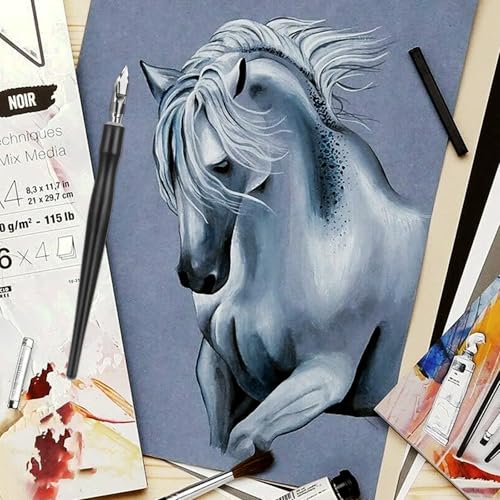 Oblique Calligraphy Pens Dip Set, Comic Pen Nib Set, Fluid Writer Pen, Calligraphy Dip Pen and Nibs Set Drawing with 5pcs Stainless Steel Pen Nibs Replacement Nibs Nib for Writing, Painting, Signing - color: black(6pcs)