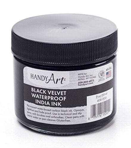 Handy Art Black Velvet India Ink 2oz Glass Jar
