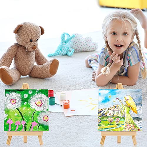 64 Pack Mini Canvas with Easel for Painting Wood,6 X 6 Inch | Stretched Canvas Panels with Wood Tabletop Easels, Art Supplies for Classroom Crafts Birthday Paint Party Favors Projects - size: 5 x 5 Inch