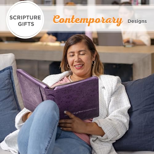 Christian Art Gifts Women's Fashion Bible Cover I Can Do All Things Philippians 4:13, Purple Floral Faux Leather (Medium) - size: Medium