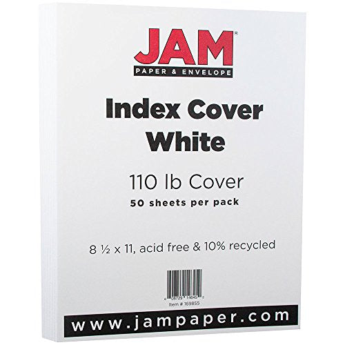 JAM PAPER Vellum Bristol 110lb Cardstock - 8.5 x 11 Letter Coverstock - White Vellum- 50 Sheets/Pack - color: White, size: 8.5" x 11"