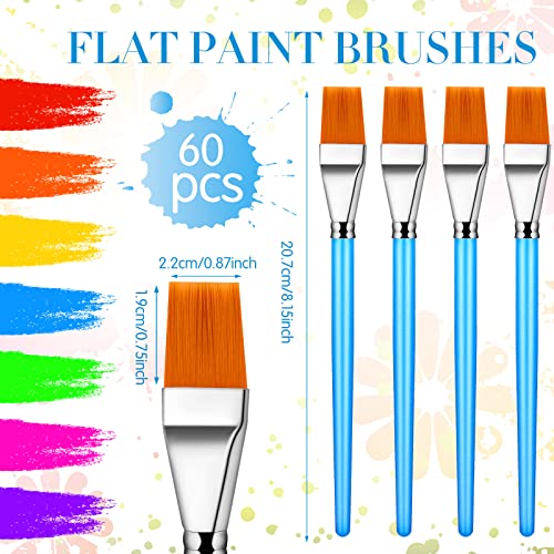 Crtiin 60 Bulk 3/4 Inch Flat Paint Brushes for Acrylic Painting Large(Bule) - color: Blue, size: 3/4 Inch
