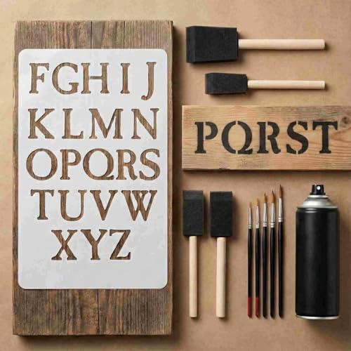 1/2 3/4 1 Inch Letter Stencils for Painting on Wood Reusable Plastic 20 Pack Large Alphabet Templates with Numbers and Symbols DIY Art Crafts for Canvas Porch Signs Journaling Supplies