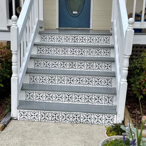 Talavera Stencil Mexican Stencils 4” | Folk Art Stencil Tile Stencils for Painting on Stairs Floor Furniture Wood Cielito Lindo Decor - style: Tile-4"/49p