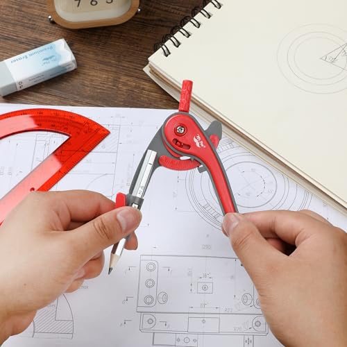 Mr. Pen- Geometry Compass and Protractor Set, 6 Inch Compass - color: Candy Apple Red, size: 1 Set