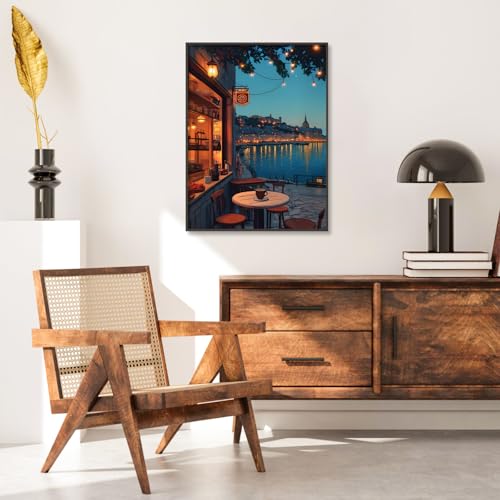 Camocin Diamond Art Kits for Adults, Coastal Café Diamond Painting | Gem Art, Diamond Dot, 5D Full Round Drill, Harbor Coffee Shop Wall Decor, DIY Craft Gift, 12x16 Inch - color: LBDP1P07