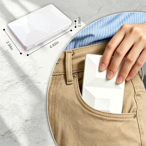 SEAMIART Travel Watercolor Palette with 24 Magnetic Half Pans, Small Enamel Folding Paint Box with Mixing Tray Lid, Empty Paint Case for DIY Watercolor Oils or Acrylics Painting - White - color: White, size: 4.9" x 2.9" x 1"