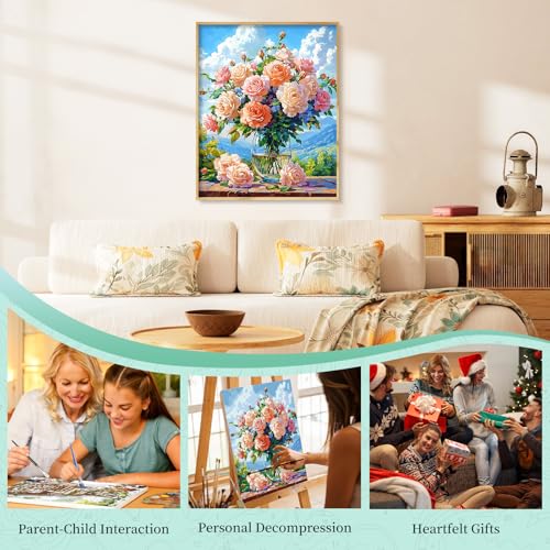 Cytheron Paint by Numbers Kit for Adults, Rose DIY Painting Kit, 16x20 Inch - color: CYOP1P07