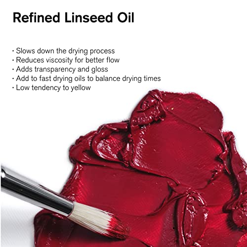 Winsor & Newton Refined Linseed Oil, 500ml (16.9-oz) Bottle | Essential refined linseed oil that slows drying, improves paint flow, enhances gloss and transparency. - color: Refined Linseed Oil, style: 16.9-oz Bottle