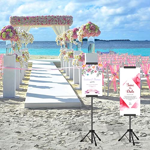 Poster Stand, Metal Adjustable Easel Stand for Painting Canvases Height from 48 to 86 Inch, Including Carry Bag for Table-Top/Floor Drawing, Meeting, Wedding, and Displaying