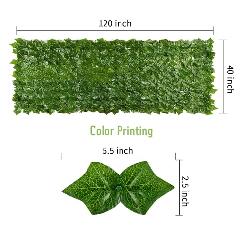 Jinwu Artificial Ivy Privacy Fence Screen, 39.4x118 in Artificial Faux Ivy Hedge, Expandable Faux Privacy Fence with 80 pcs Zip Ties, Decoration for Outdoor Garden, Color Printing Sweet Potato Leaves - size: 39.4x118 in(Type 2)