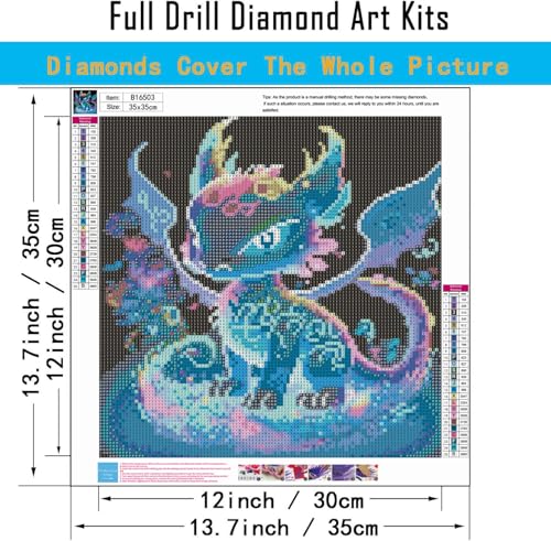 DYAIANGMU Dragon Diamond Art Kits for Adults 13.7x13.7in | 5D Diamond Art Painting Kit for Adult Beginners, DIY Full Round Drill Gem Art Diamond Dots Kits for Home Wall Decor - color: blue-29