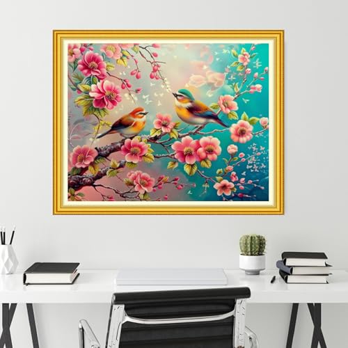 Funchey Stamped Cross Stitch Kits, DIY Cross Stitch Pattern for Adults Beginners Needlepoint Kits Embroidery Kit Arts and Crafts 11CT-Birds on the treetops 16x20 inch - color: Handicraft patterns01