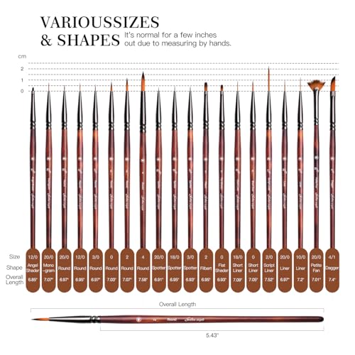 Golden Maple Fine Miniature Paint Brushes – Professional Micro Detail Brush Set for Models, Tabletop Gaming & Fine Art – Portable Travel Case, Acrylic/Watercolor/Oil - color: Brown