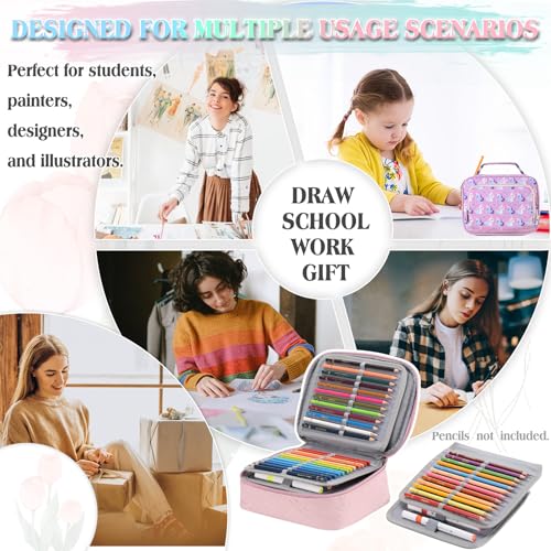VX VONXURY Large Pencil Case, 54-Slot Colored Pen Pouch 2 Removable Sleeves - color: Pink
