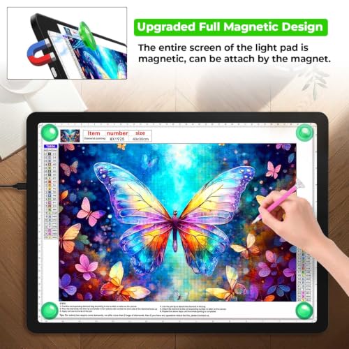 Buspher Magnetic A3 Light Board,Super Bright Light pad for Diamond painitng | 1000-6000Lux Adjustable light box for tracing,Side physical buttons,light table with 3 color light for Sketching,diamond art - size: A3