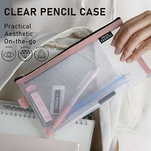 Four Candies Mechanical Pencil Set with Cute Pencil Case + Mechanical Pencil Set Silver