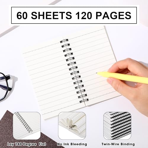 Jutom 18 Pcs Small Spiral Notebook Memo Pad 3x5, Glitter Black,Grey,Coffee - color: Glitter Black,Grey,Coffee