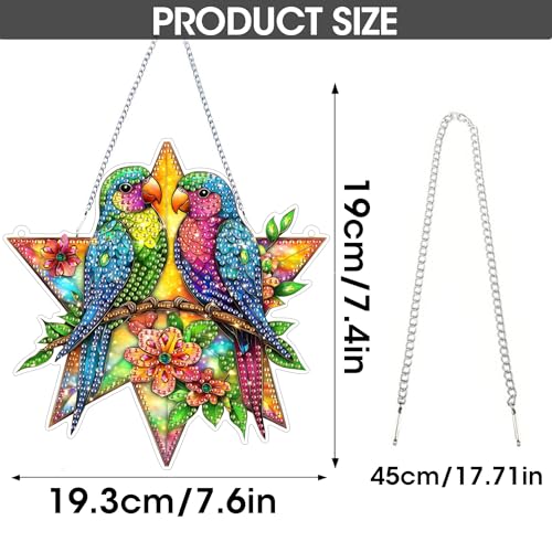 SKRYUIE Bird Hanging Pearl Diamond Art Kits for Adults Suncatcher A2 | Special Shaped Crystal DIY Hanging Diamond Painting Kit, Gift for Mother Spring Summer Window Wreath Decor 7.6 x 7.45 Inch - color: colorful-8