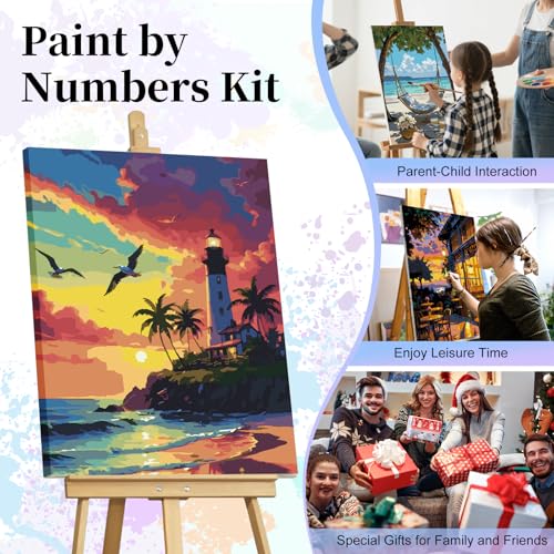 Paint by Numbers Kit for Adults, Lighthouse Number Painting Canvas Kit - color: LBOPNFP3
