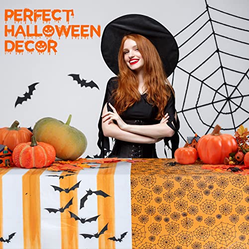 MATICAN Disposable Table Cloths, Bats and Spider Web Plastic Table Covers, 54 x 108 Inches, Halloween Party Decorations - color: Spider Web & Bats