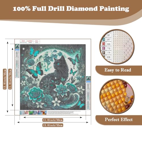 Butterfly DIY Diamond Art Kits for Adults, Cat 5D Diamond Painting Kits | Gem Painting, Dimond Art Paintings Kit, Full Drill Diamond Dot for Home Wall Decor 14 X 14 Inch - color: CM068